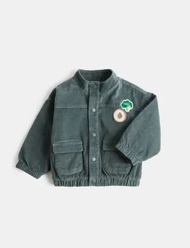 Pure Cotton Cord Badge Jacket (0-5 Yrs) Blue Mix male - M&S - FashionsVida