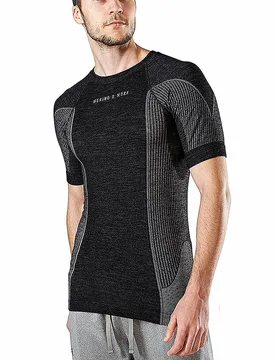 Maglietta funzionale da uomo a maniche corte nero S - Merino & More - FashionsVida