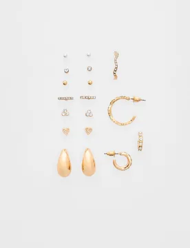 Er-Set Mini-Tropfen-Ohrringe Goldfarben OS - Stradivarius - FashionsVida