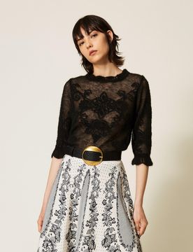 Pull en alpaga mélangé jacquard