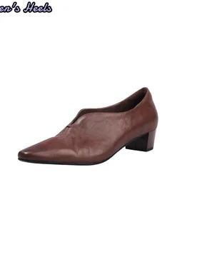 French Square Toe Cowhide Leather Women Loafers Chunky Heel Office Pumps 2026 Spring - Aliexpress - FashionsVida