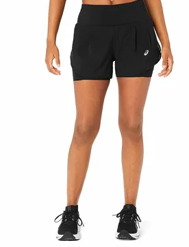 Pantalón corto de running 2 en 1 Road 3.5IN para mujer negro L - Asics - FashionsVida
