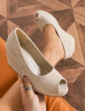 Sandalias de cuña tejidas con suela gruesa y punta abierta, nueva moda primavera/verano 2026 para mujer, cómodas - Shein - FashionsVida