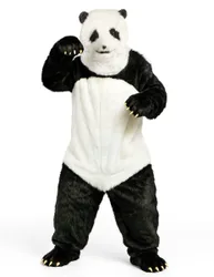 Panda Kostüm Overall schwarz-weiss