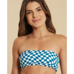 Top de bikini bandeau estampado con relleno