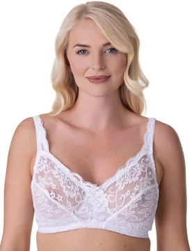 Women's Soft Lace Cup Non-Wired Bra in White Size: 36C - White - Size: 36C - Camille - FashionsVida