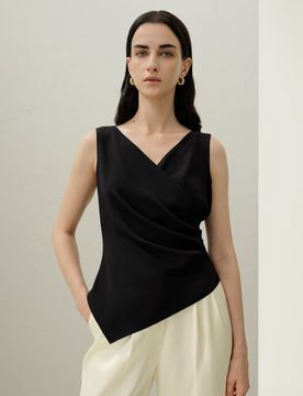 Top Élise Col V Soie Extensible S