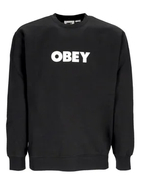 Felpa Girocollo Uomo Bold Crew Premium Fleece Black - OBEY - FashionsVida