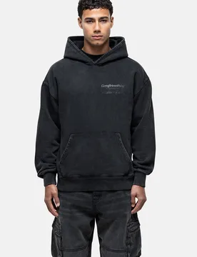 Mens Black Oversized Graphic Back Print Overhead Hoody - Size Large - Good For Nothing - FashionsVida