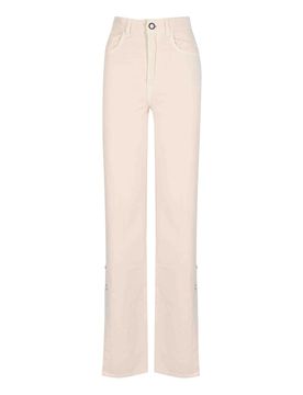 Jeans Wide Leg In Bull Di Cotone Con Bottoni