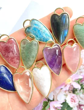 Pcs Gold-Plated Bezel Rose Quartz Amethyst Crystal Moon Stone Heart Pendants for Earring Necklace Bracelet Jewelry Making - Aliexpress - FashionsVida