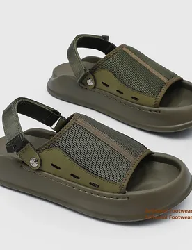 Olive Green Mesh Platform Sandals Adjustable Ankle Strap Men's Thick Soled Beach Shoes Summer Sandals Dual-Use Street Slippers - Aliexpress - FashionsVida