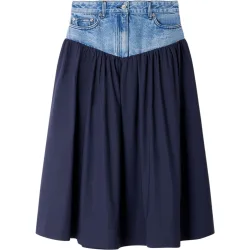 Falda midi acampanada bimaterial 100% algodón