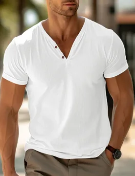 Men's T-shirt Summer Short-sleeved Casual Solid Color T-shirt Top - Aliexpress - FashionsVida
