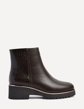 Women's Navigate Brown Croc Mix Wedge Ankle Boot Size: 6-Standard Fit - Brown - Size: 6-Standard Fit - Linzi - FashionsVida