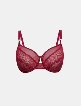 Silk & Lace Wired Minimiser Bra C-G Claret female - Autograph - FashionsVida