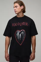 Herren Übergroßes Foo Fighters Herz Lizenz-Print Oberteil Black Größe Small