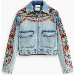 Cazadora de mujer denim estampada 100% algodón