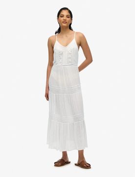 Superdry Damen Ibiza Maxi-trägerkleid White - Größe: 38