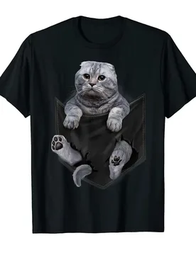 Scottish Fold Cat Pocket novelty Cat Lovers Gift T-Shirt 100% Cotton O-Neck Summer Short Sleeve Casual Mens T-shirt Size S-3XL - Aliexpress - FashionsVida