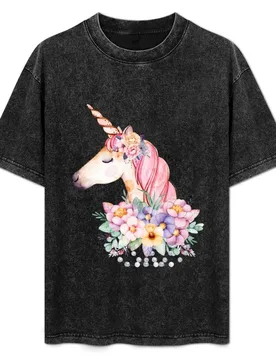 Floral Unicorn T-Shirt Lightweight Cooling Short Sleeve Tee - Aliexpress - FashionsVida