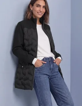 Strukturmix Jacke mit geklebter Steppung female Schwarz - Street One - FashionsVida