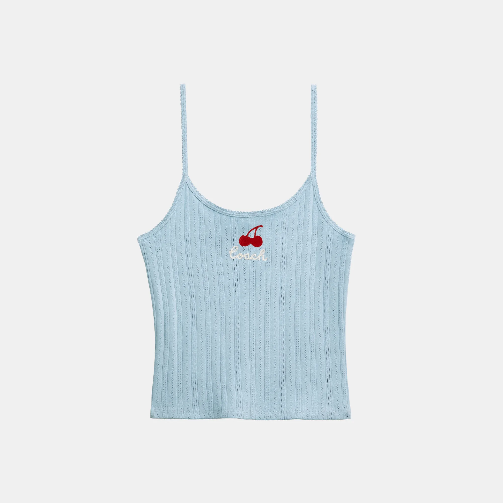 Womens Cherry Pointelle Tank - Dark Blue - Size Small - Coach - FashionsVida