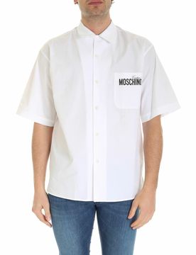Camicia bianca con stampe logo nere