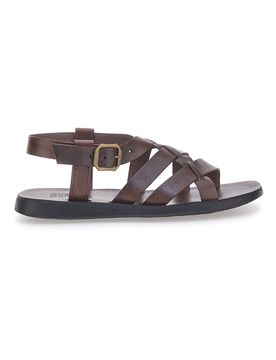 Sandali marroni in vera pelle intrecciata Made in Italy 4411 42