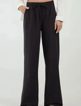 Womens Wide Leg Elastic Waist Pants - Black - Size X-Small - Hiccup - FashionsVida