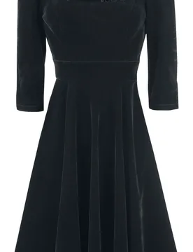 Rockabilly Kleid knielang - Nightshade Velvet Dress - XXL bis 4XL - für Damen - Größe 3XL - schwarz - Frauen - female - H&R London - FashionsVida