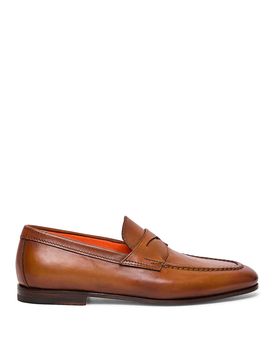 Santoni Mocassino Marrone In Pelle