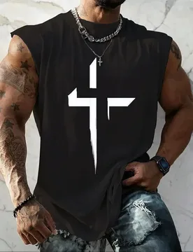 New cross element fashionable casual sleeveless vest personalized T-shirt for men - Aliexpress - FashionsVida