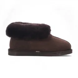 Womens Sheepskin Suede Ankle Brown Slip-On Bootie Winter - Glacier - Size Eu 38