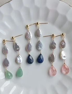 Natural Freshwater Pearl Lapis Lazuli Water Drop Stone Handmade Mid-length Tassel Earrings Statement Earrings Goth Accessories - Aliexpress - FashionsVida
