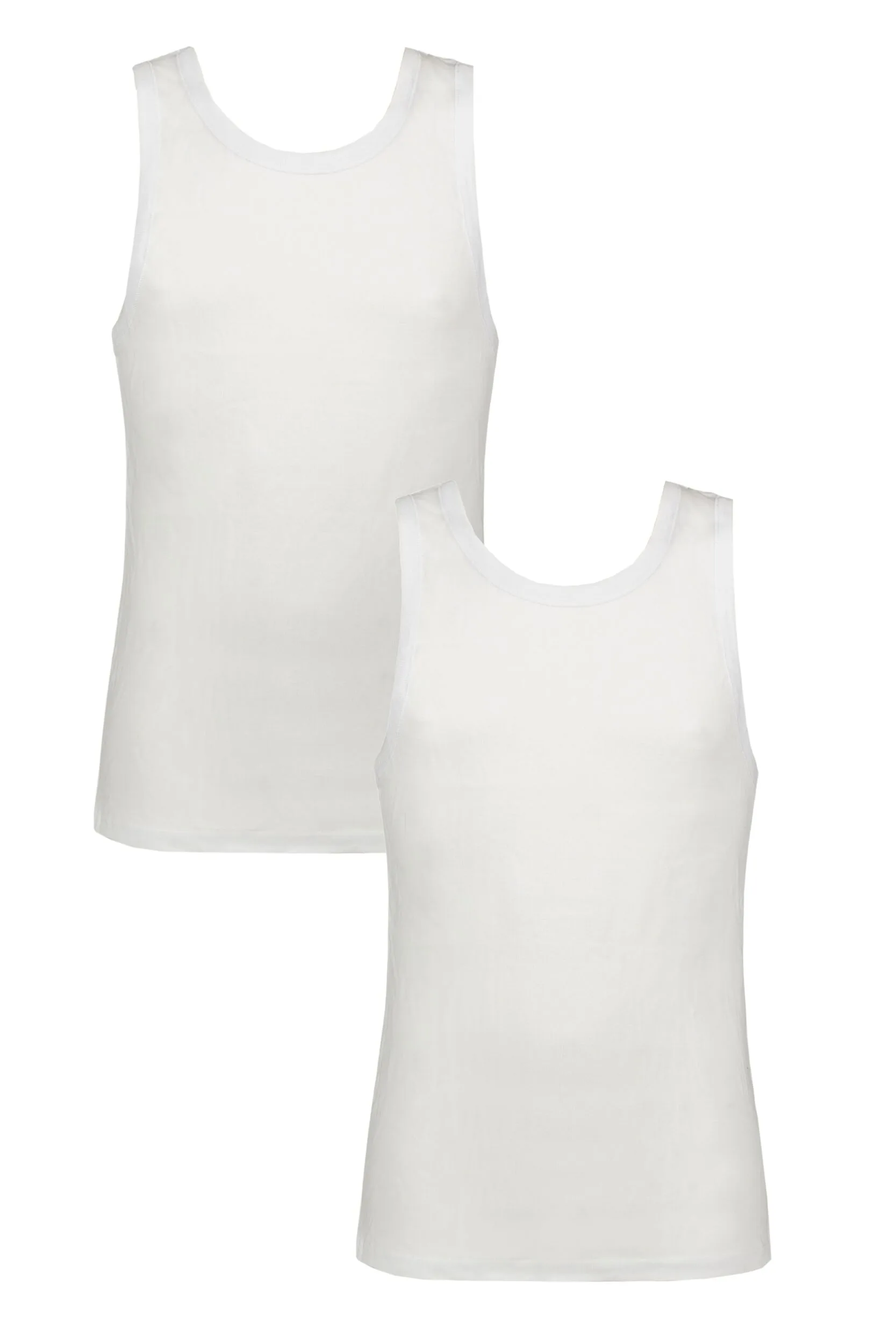 Mens 2 Pack 100% Combed Cotton Vest White L - White - Size: Large - Glenmuir - FashionsVida