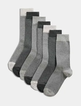 Pack Cool & Fresh™ Cotton Rich Socks Medium Grey Mix male - M&S - FashionsVida