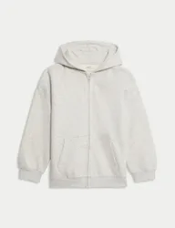 Cotton Rich Zip Hoodie (6-16 Yrs) Grey Marl female