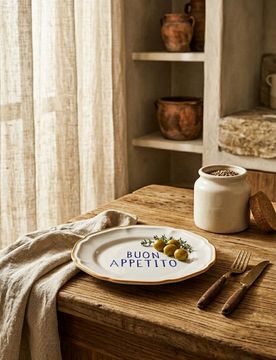 Piatto in ceramica con scritta Buon Appetito - giallo
