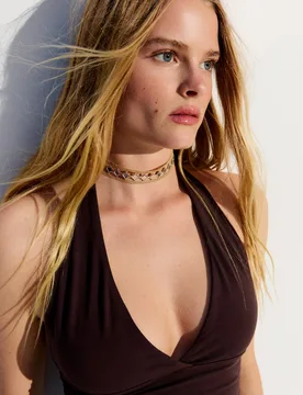 Collier Choker Miroirs Or - Bershka - FashionsVida