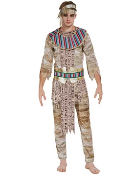 Pharao-Mumien-Kostüm für Männer Halloweenkostüm beige-bunt - male - KARNEVAL-MEGASTORE - FashionsVida
