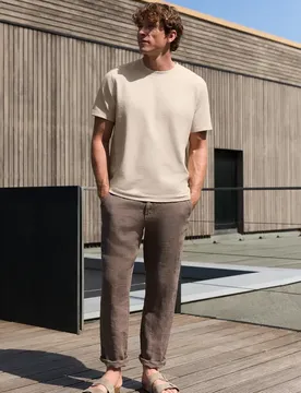 Street One T-Shirt mit Rundhals und Strickstruktur male Beige