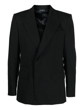 Blazer monopetto in lana con revers a lancia