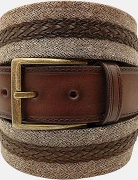 Cinturón de piel y lana de hombre - Leyva - FashionsVida
