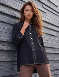 Contrast Stitch Shirt Black female