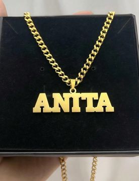Pieza Collar cubano personalizado con nombre en oro/plata, collar con colgante de etiqueta de letra, adecuado para hombres, regalo de cumpleaños/Día
