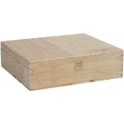 Caja de madera con cierre de bisagra para 3 botellas 75 cl c-una