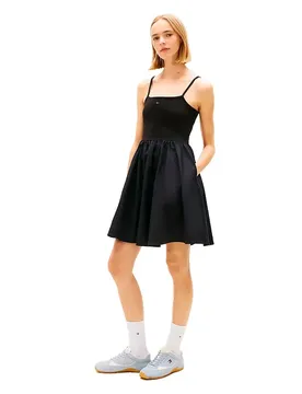 Robe Sans Manches Rib Poplin Mix Strappy Black XS