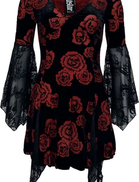 Gothic Kurzes Kleid - Pandora's Rose Mini Dress - S bis 4XL - für Damen - Größe S - schwarz/rot - Frauen - female - Killstar - FashionsVida