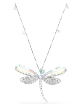 Pendente e spilla Ariana Grande x , Crystal Pearl, Taglio misto, Libellula, Bianchi, Placcato rodio OS - Swarovski - FashionsVida